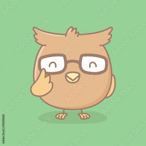 Owl cartoon illustration isolated on green background