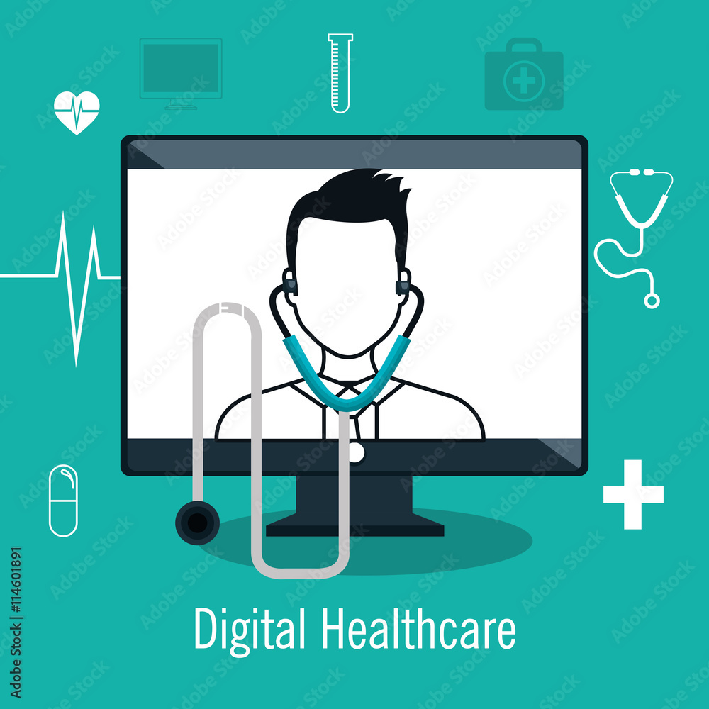 digital healhcare isolated icon design, vector illustration graphic digital healhcare isolated icon design, vector illustration graphic