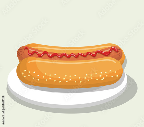 Fototapeta Naklejka Na Ścianę i Meble -  delicious hot dog isolated icon design, vector illustration  graphic 