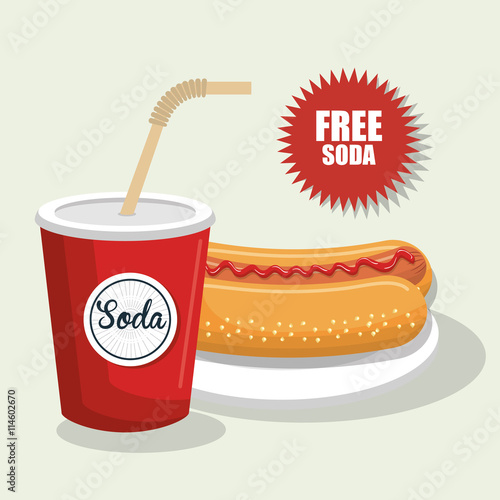 soda with hot dog isolated icon design, vector illustration  graphic 