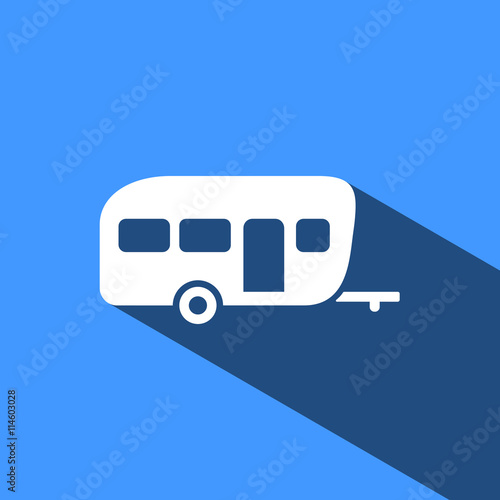 Icono de caravana sobre fondo azul