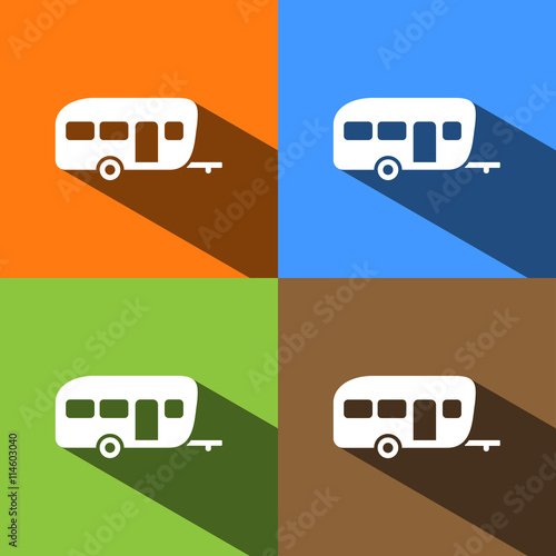 Icono de caravana sobre fondos de colores