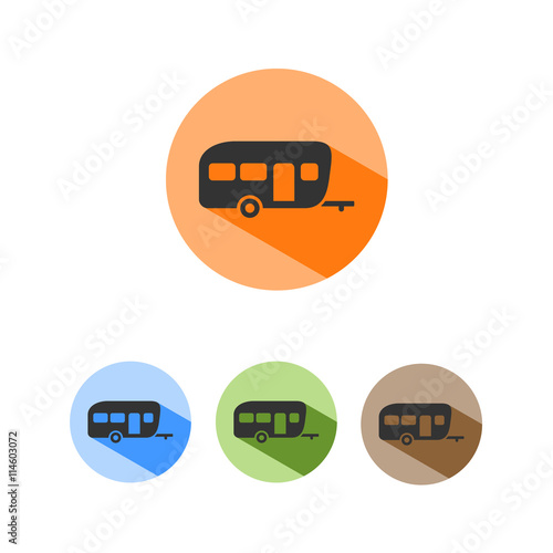 Icono de caravana sobre fondos de colores