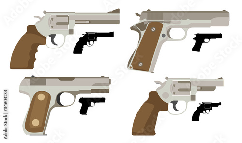 Gun set, icon, flat vector illustration
