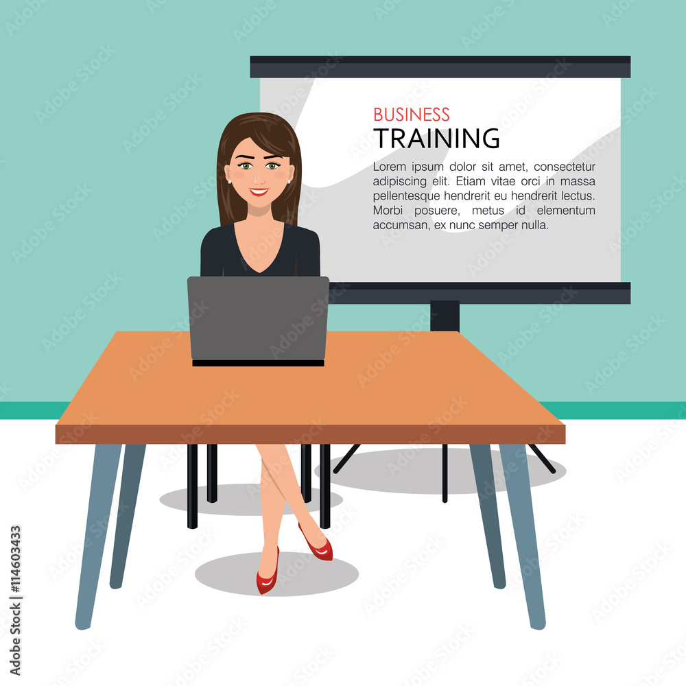 Business woman training process isolated icon design, vector illustration graphic Business woman training process isolated icon design, vector illustration graphic