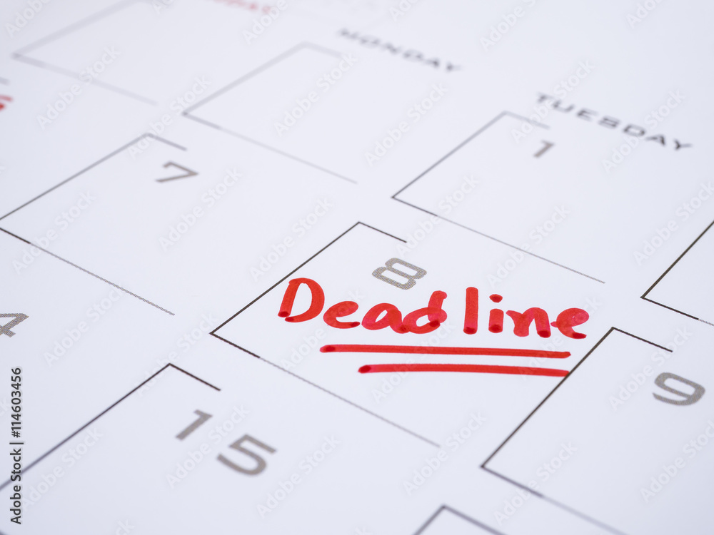handwriting word Deadline on calendar desk 1 handwriting word Deadline on calendar desk 1