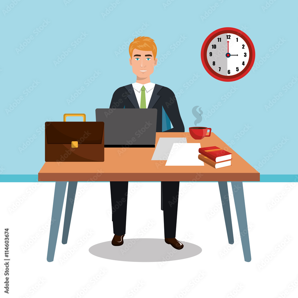 businessman in workspace isolated icon design, vector illustration graphic businessman in workspace isolated icon design, vector illustration graphic