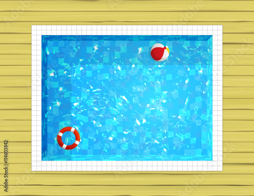 Top view of swimming pool. Detailed Vector Illustration.

