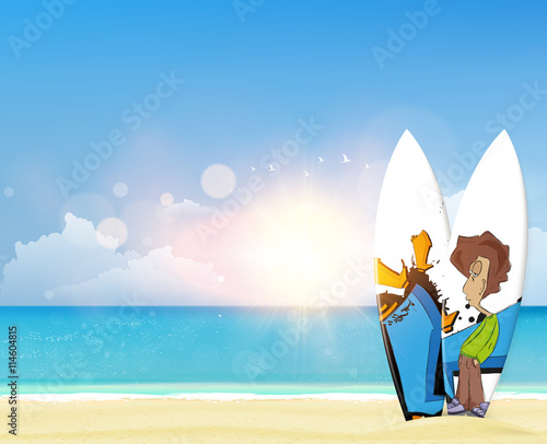 Vector summer background with surf boards. Realistic vector illustration eps 10-

