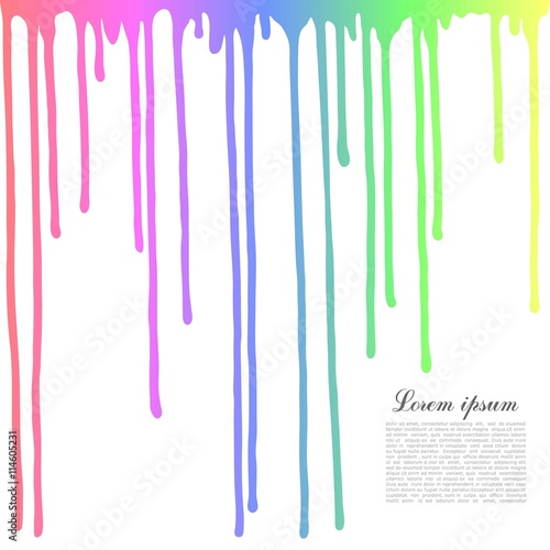 Colored drops on a white background. Dripping paint.