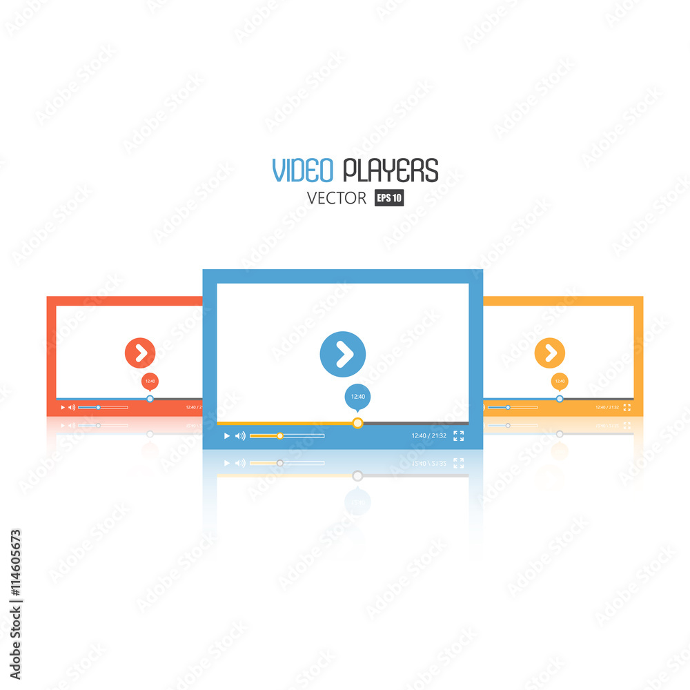 Fototapeta premium Modern flat video player interface.