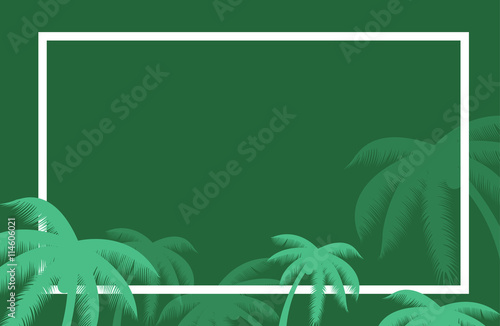 Vector tropical palm leaf border. Summer Palm tree leaves around a border. Vector background for text. Banner elements.