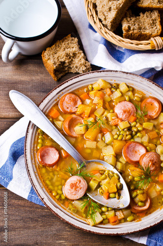 Homemade soup with beans