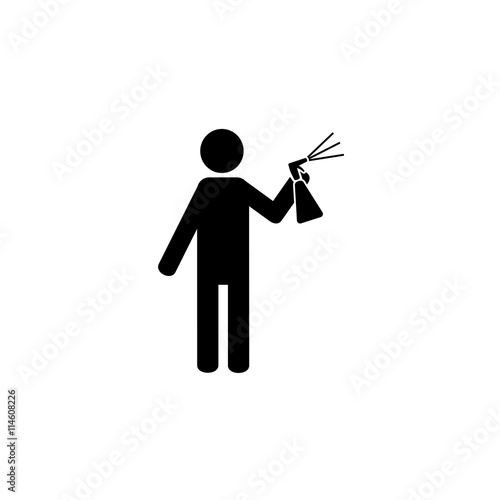 Man Spraying Liquid from Bottle Icon
