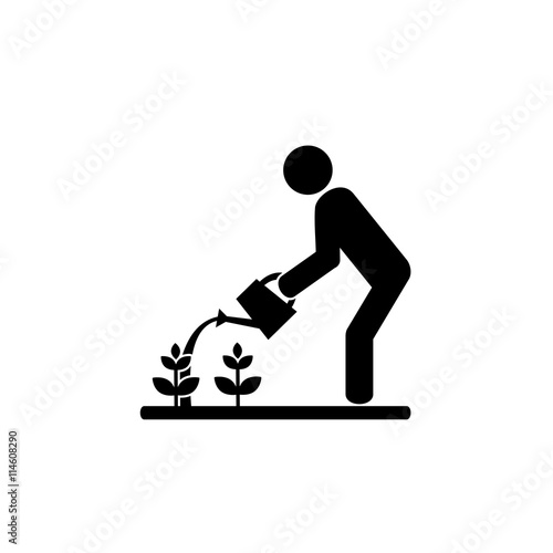 Man Watering Plants Icon