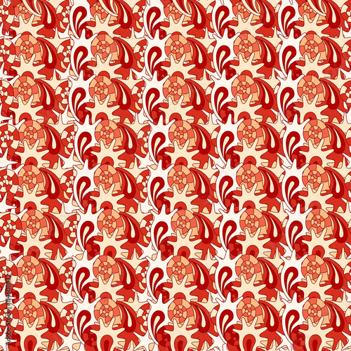 summer seamless pattern with colorful shells