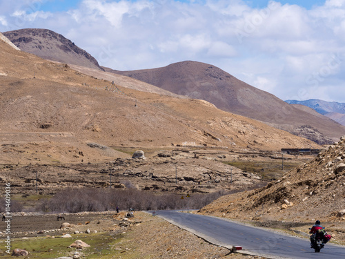 Man ride motorcycle a long the road