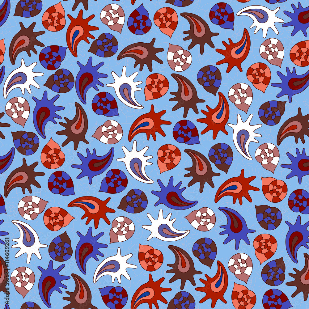 summer seamless pattern with colorful shells summer seamless pattern with colorful shells