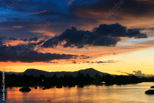 Scenic Sunset at the river with mountain Landscape