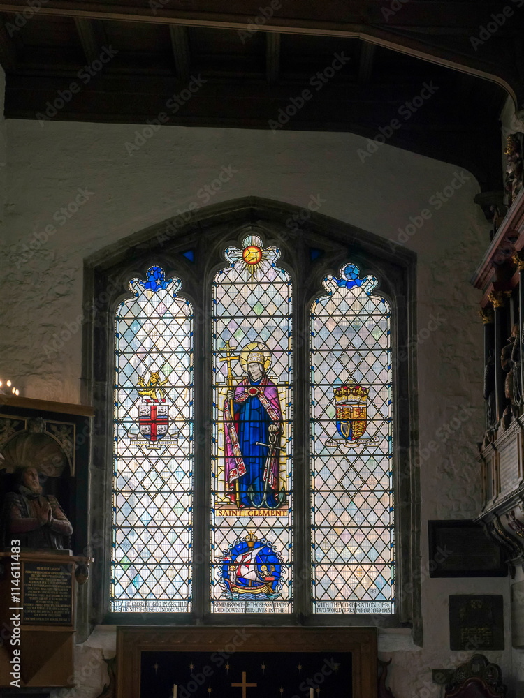 Stained Glass Window in St Olave's Church Seething Lane London