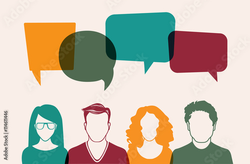 Four people. Men and women avatar profile picture set. Businessman, coworkers, team, think, Question. Idea, Brainstorm. Business concept vector illustration.