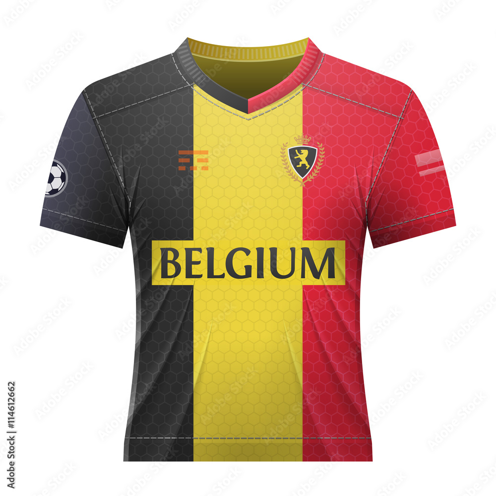 Vecteur Stock Soccer shirt in colors of belgian flag. National jersey for  football team of Belgium. Qualitative vector illustration about soccer,  sport game, football, championship, national team, gameplay, etc | Adobe  Stock