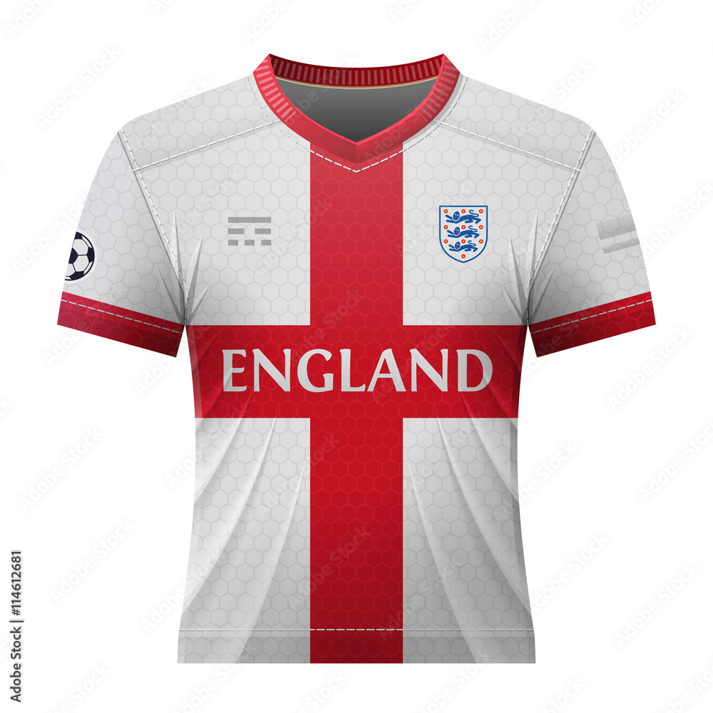 Scheermes Stap leveren Soccer shirt in colors of english flag. National jersey for football team  of England. Qualitative vector illustration about soccer, sport game,  football, championship, national team, gameplay, etc Stock Vector | Adobe  Stock