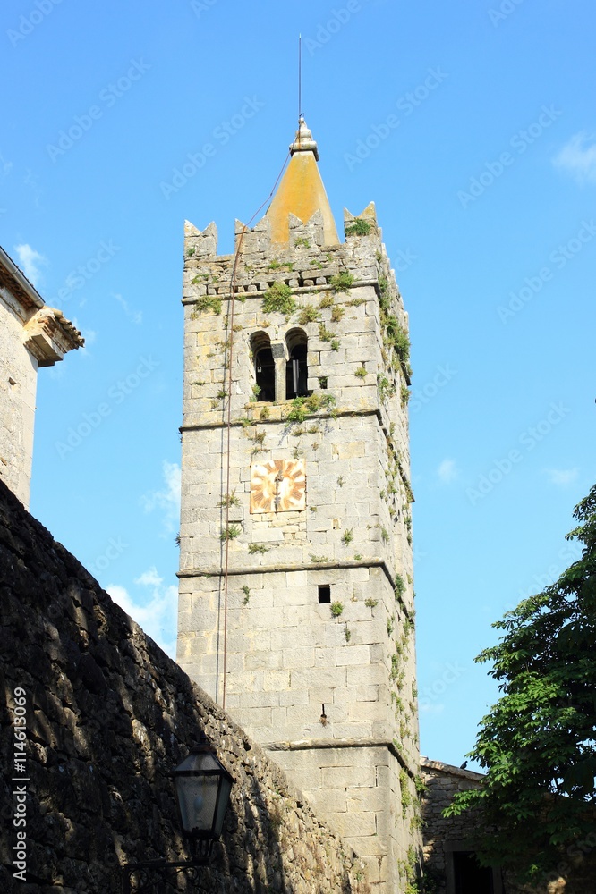 Old stone belfry in the smallest town in the world, Hum in Istria, Croatia