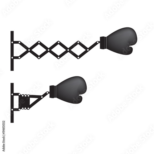 Retractable wall  bunching Boxing glove toy, vector illustration.