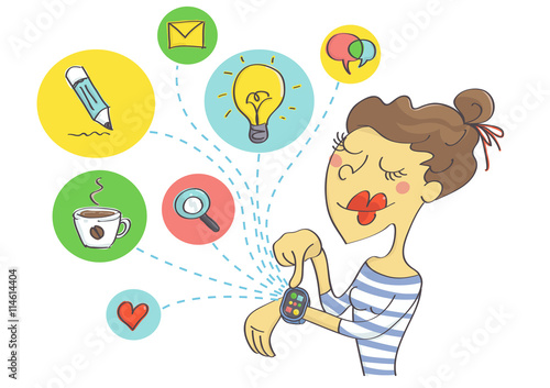 Wallpaper Mural Wearable technology for women. Woman planning social activities on smart watch. Torontodigital.ca