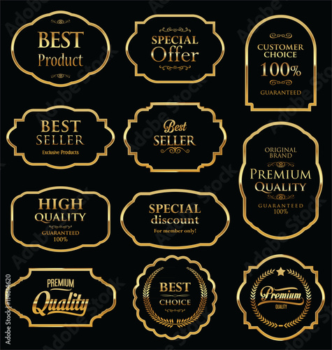 Retro golden vintage frame collection