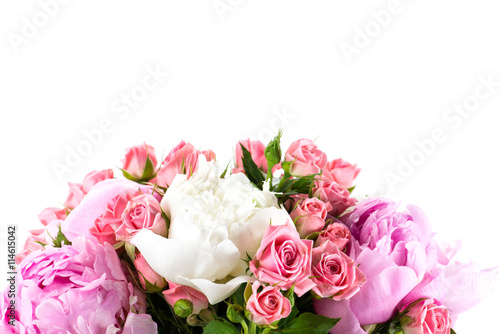 Colorful Bridal bouquet in bright colors isolated on white