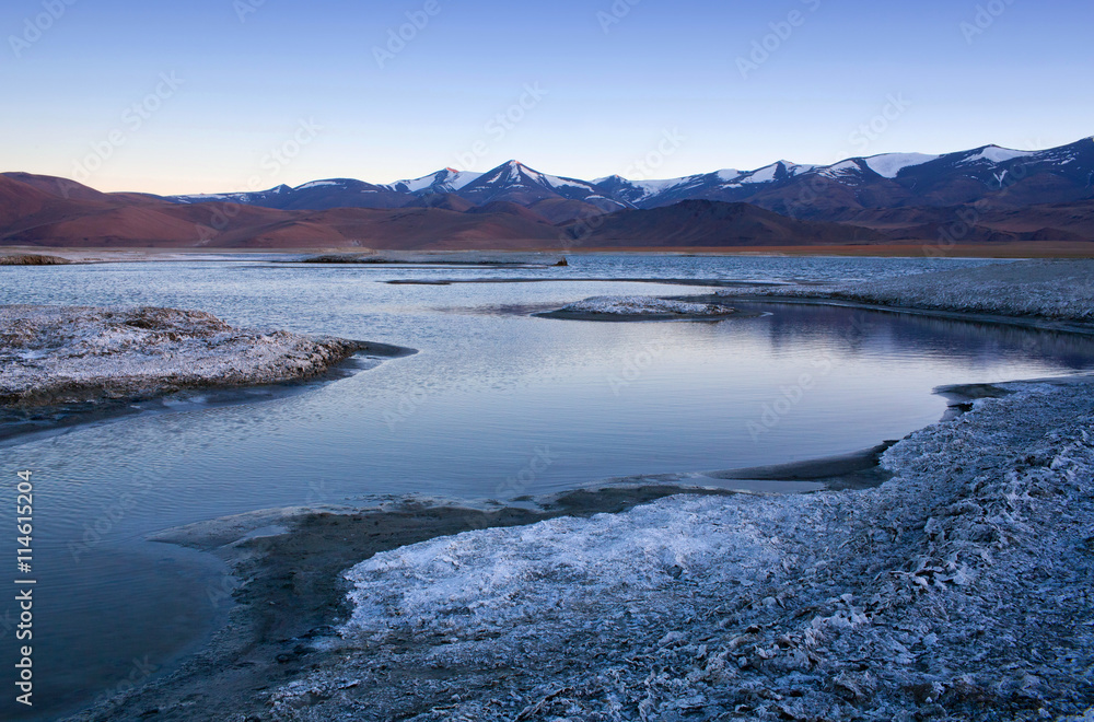 Tso Kar salt water lake in Ladakh, Jammu and Kashmir, India