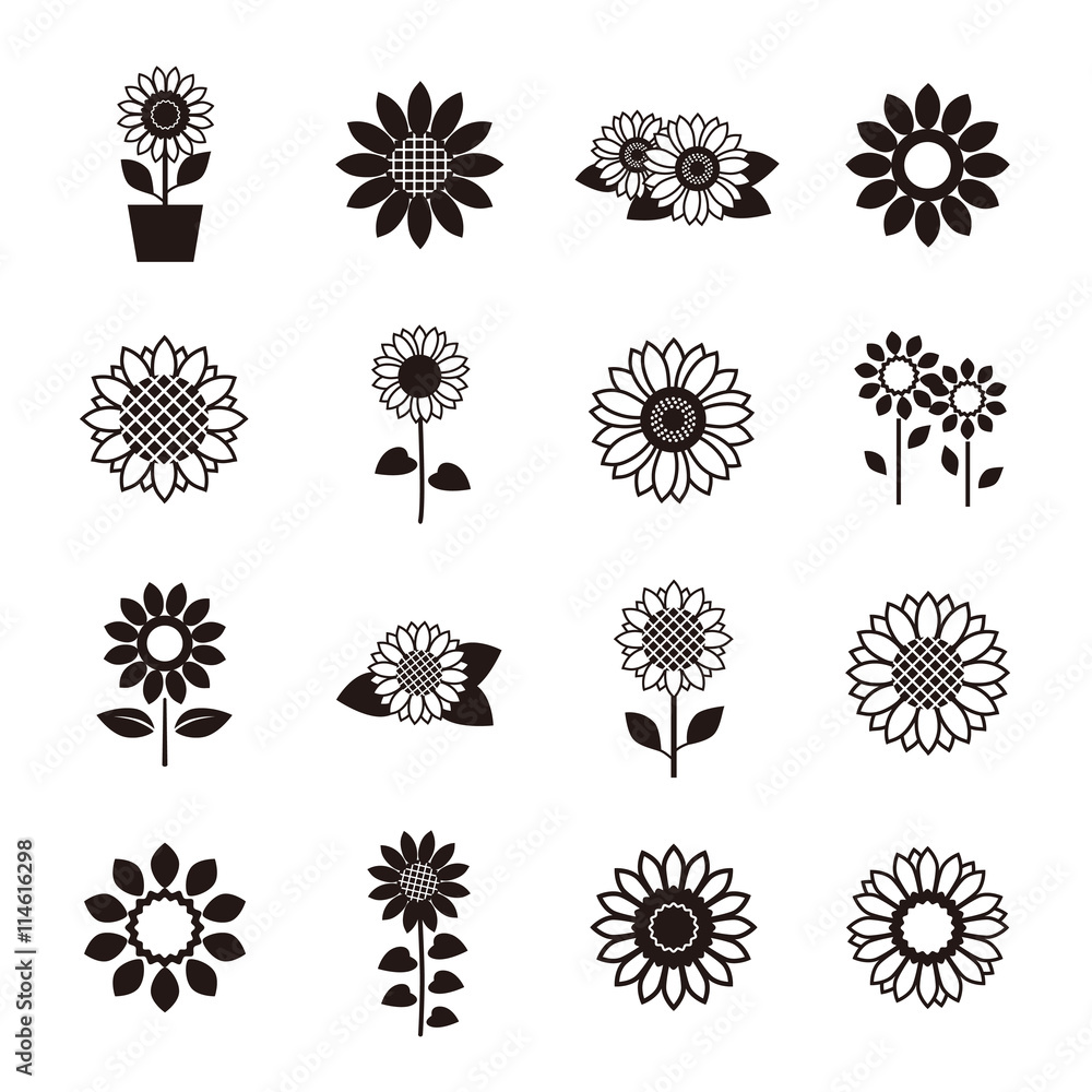 Naklejka premium Sunflower icon set