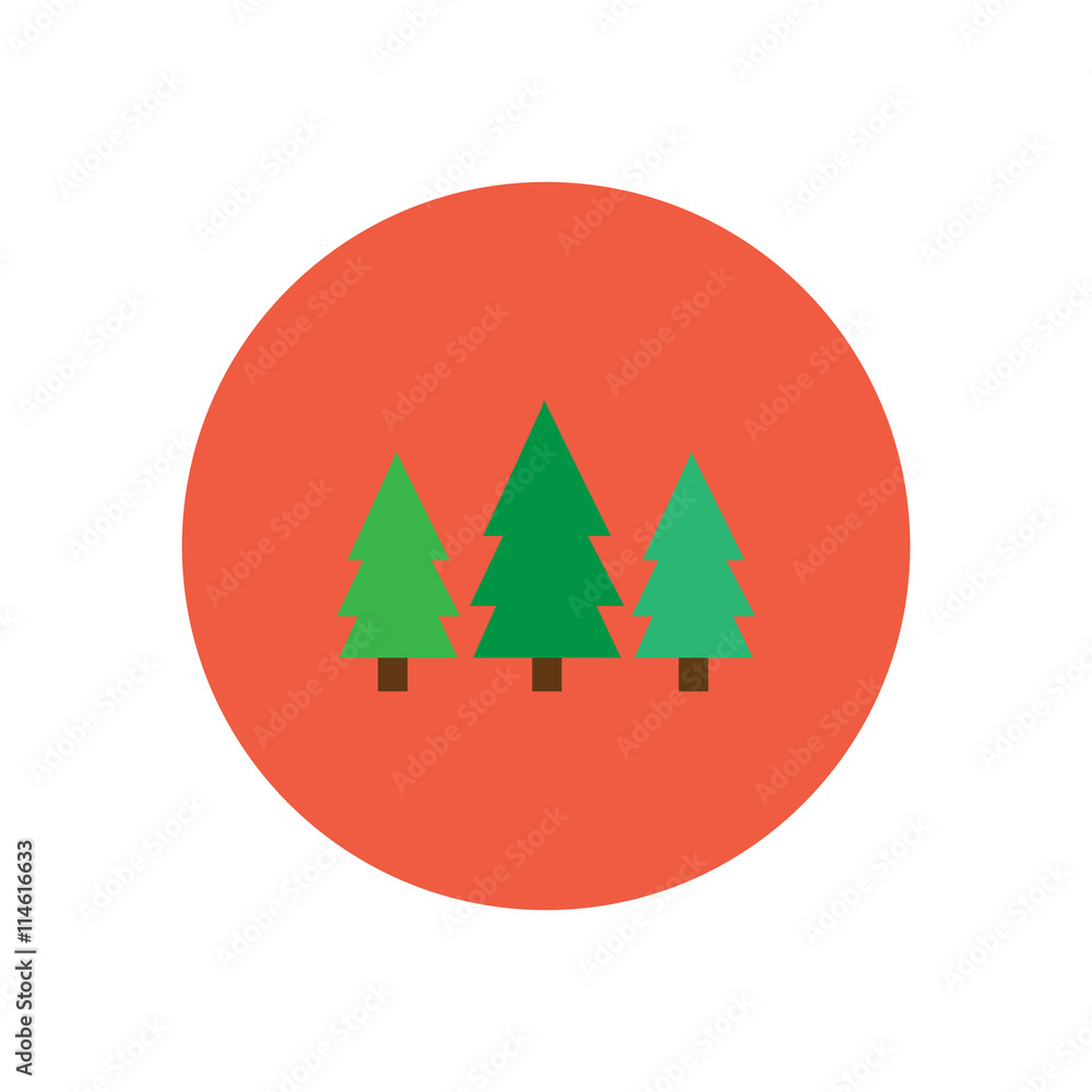 stylish icon in circle Landscape Fir Trees 