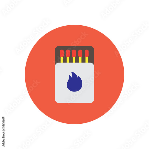 stylish icon in circle Matchbox and matches 