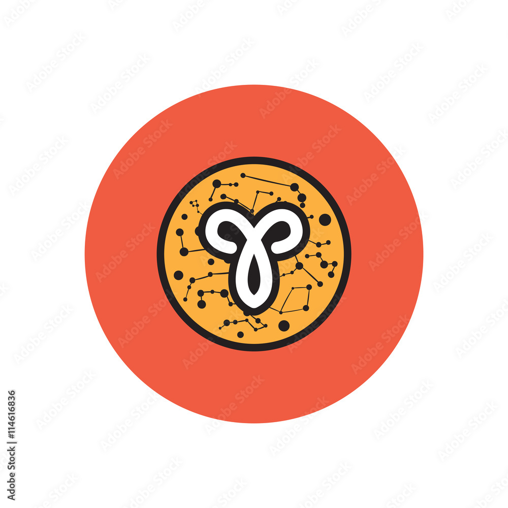 Fototapeta premium stylish icon in color circle Zodiac sign Aries