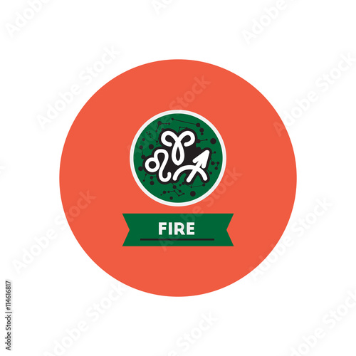 stylish icon in color circle zodiacal element of fire 