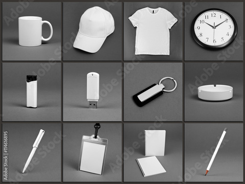 Blank stationery set for corporate identity system on gray background