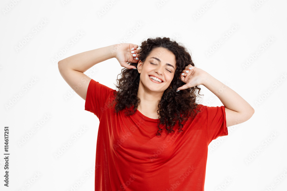 Picture of cheerful curly girl Picture of cheerful curly girl