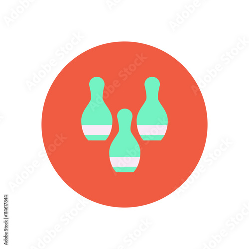 stylish icon in color circle bowling skittles 