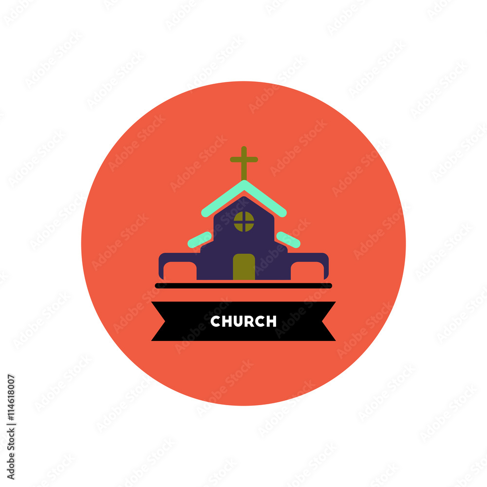 stylish icon in color circle building church stylish icon in color circle building church