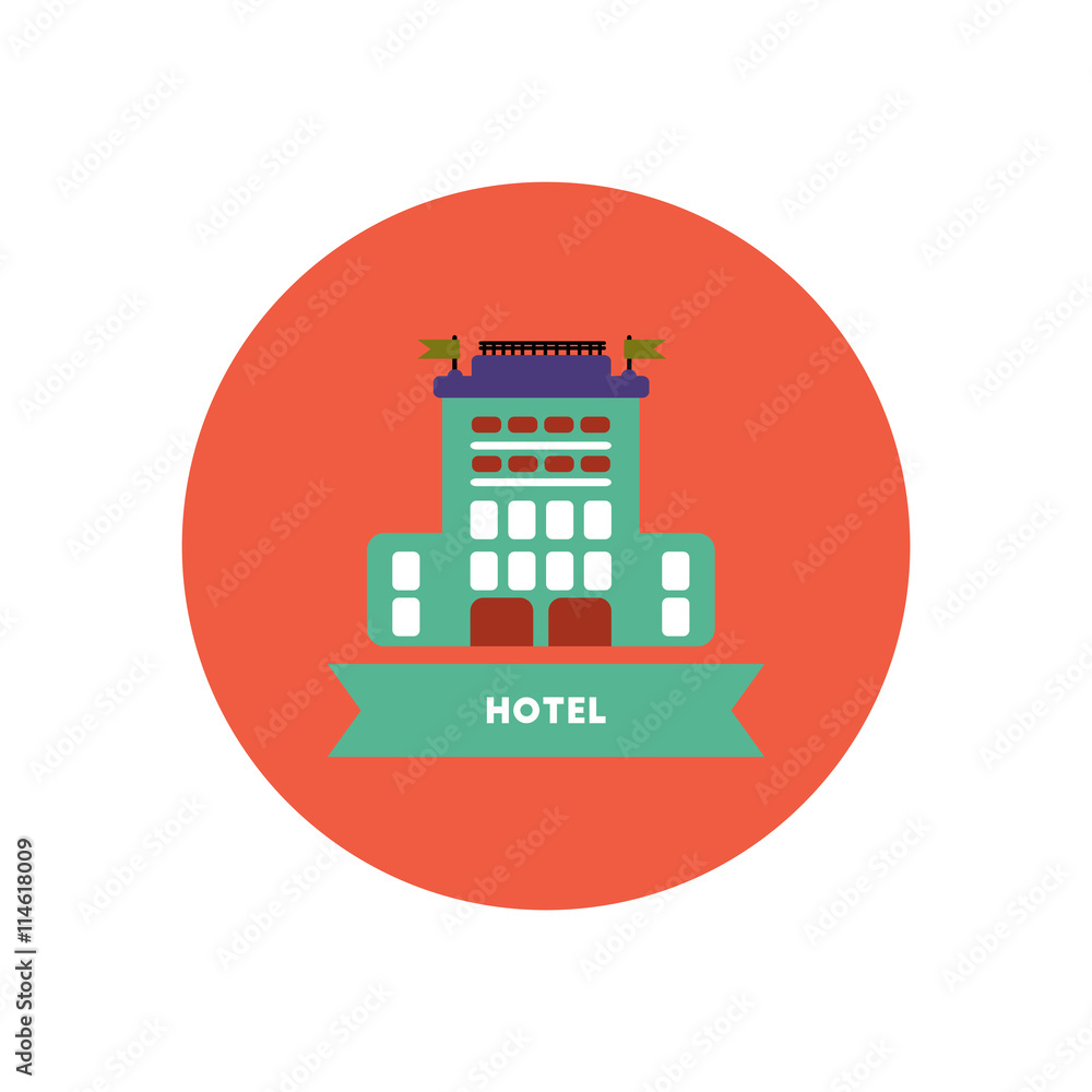 stylish icon in color circle building hotel stylish icon in color circle building hotel