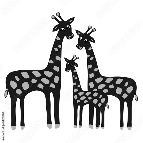 Canvas Print Happy family giraffe