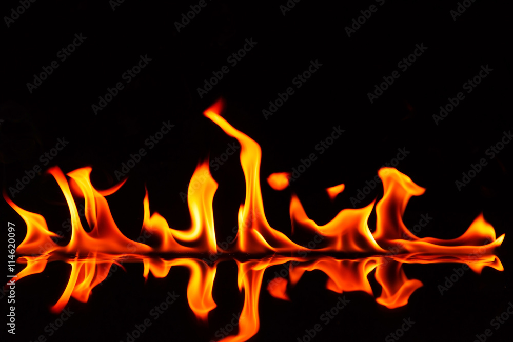 Fire flames and shadow on black background. Fire flames and shadow on black background.