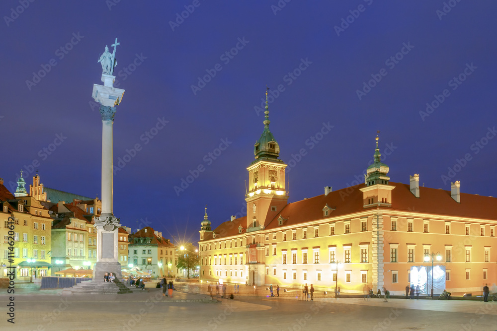 Warsaw. Old Town Square at night.