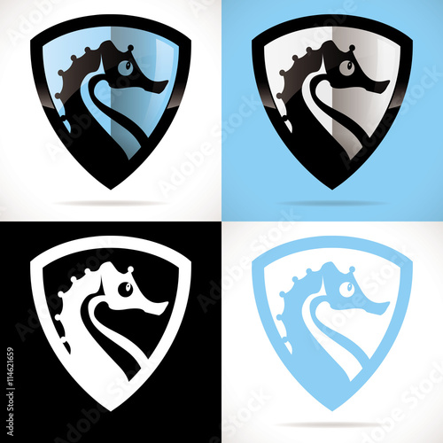 hippocampe logo club bébé nageur bleu