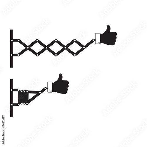 Retractable wall  bunching thumb up sign, vector illustration