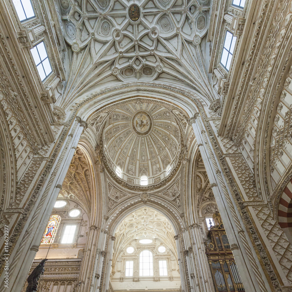  Cathedral White Ceiling Dome Mezquita Cordoba Spain.