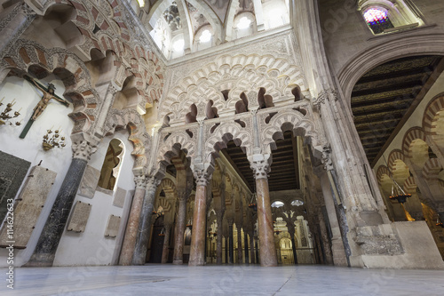 Arches Pillars Mezquita Cordoba Spain. 
